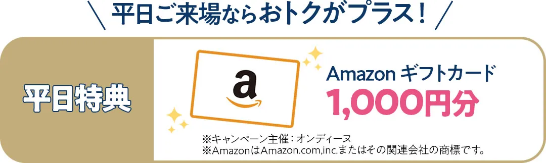 平日特典　アマゾンギフト券1000円分