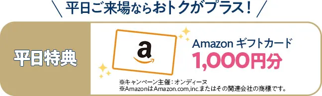 平日特典　アマゾンギフト券1000円分